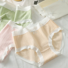 New women's underwear pure cotton four-season antibacterial mid-rise breathable pure cotton briefs for women comfortable high elasticity plus-size triangle pants