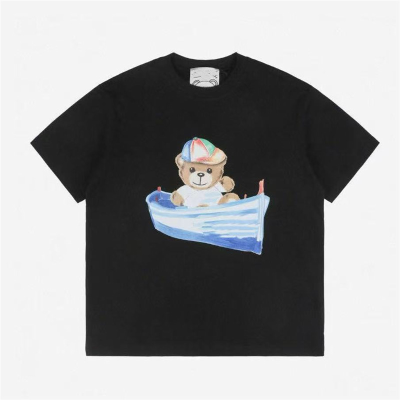 Correct Version of the Toxic Version 25Ss Spring and Summer Canvas Boat Bear Printed Short-Sleeved T-Shirt Couple