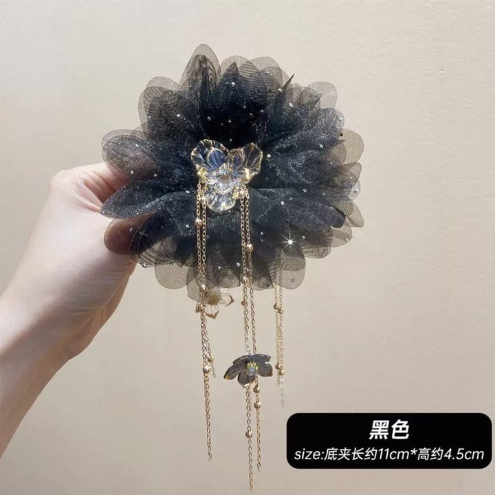 超仙仿真玫瑰花发夹后脑勺气质低马尾百合花朵抓夹氛围感百搭发饰|undefined