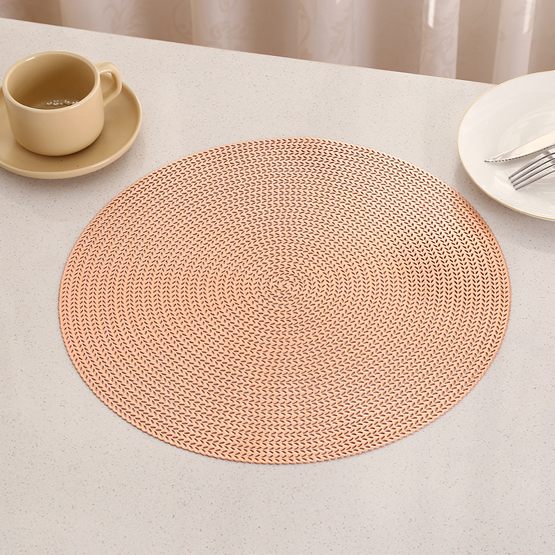 Redondo ondulado punto almohadilla impermeable a prueba de agua a prueba de aceite almohadilla de mesa de PVC simple ligera almohadilla de comedor occidental de lujo superior simple bandera de mesa al por mayor