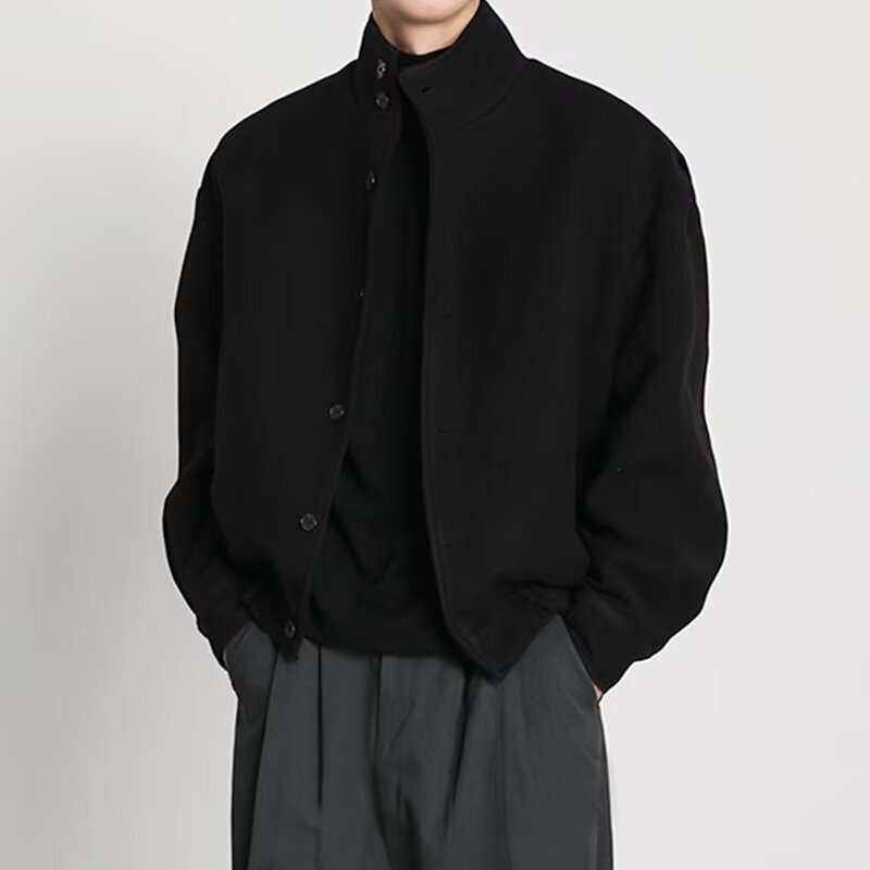 2024 autumn and winter fashion brand frock stand collar jacket woolen coat British style niche design baseball suit fashion