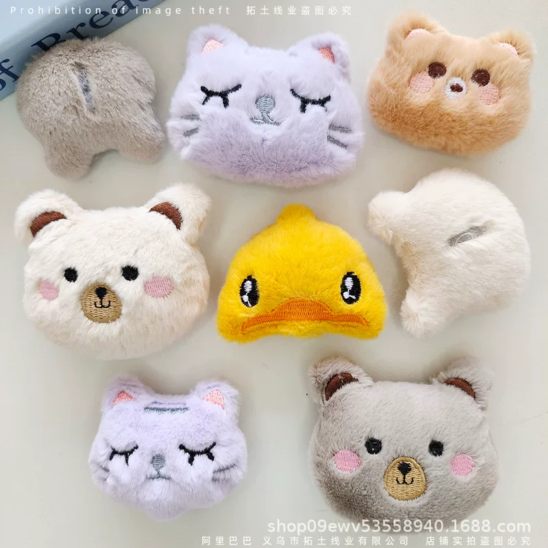 Плюшевый значок в стиле мультфильма B.Duck, аксессуар, зажим для волос, подвеска, котёнок, с маленькими медведями, ручная работа