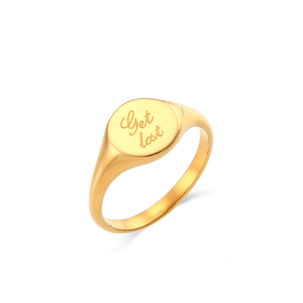 Fashion New Electroplated 18k Lettering Women Wholesale Stainless Steel Ring display picture 3