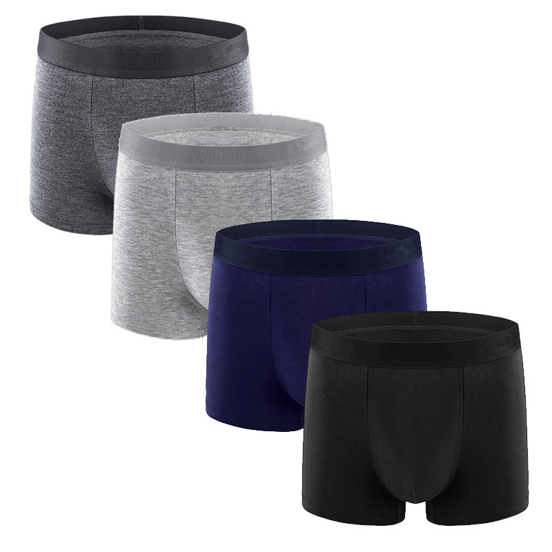 Solid Color Cotton Men's Boxer Briefs, Breathable Sports Underwear, Popular Cross-Border Overseas Model, Tm European and American Sizes Solid Color Cotton Men's Boxer Briefs, Breathable Sports Underwear, Popular Cross-Border Overseas Model, Tm European and American Sizes