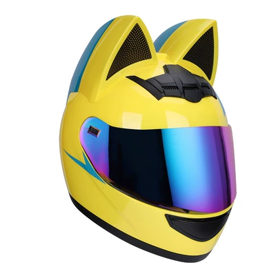Motosiklet kaskı (dəbilqə) – Stock - yellow-and-blue-knight-cat-fantasy-lenses-s