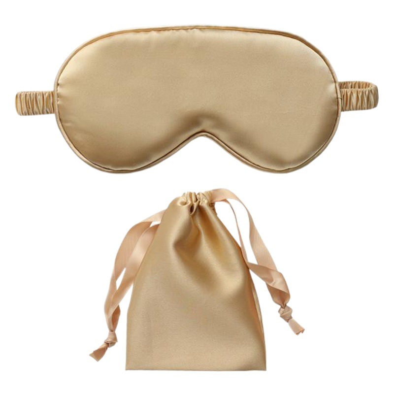 Máscara de ojo de seda artificial conjunto de dos piezas bolsa de tela libre máscara de ojo protectora diaria trabajo sombreado máscara de ojo del sueño traje al por mayor