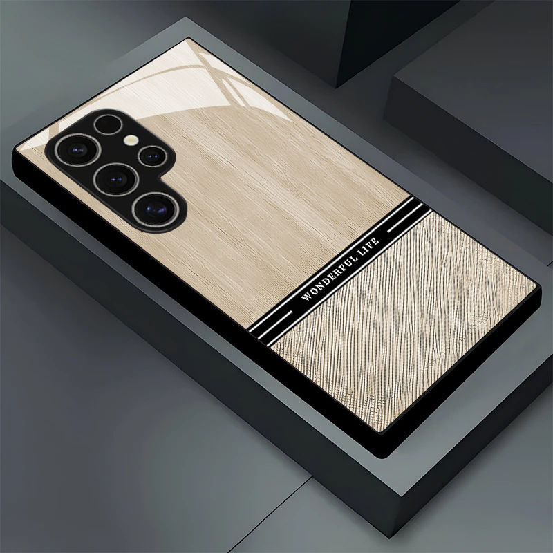Light luxury wood grain design for Samsung Galaxy S26 glass phone cases, also suitable for S23/S24/S25 Ultra Light luxury wood grain design for Samsung Galaxy S26 glass phone cases, also suitable for S23/S24/S25 Ultra