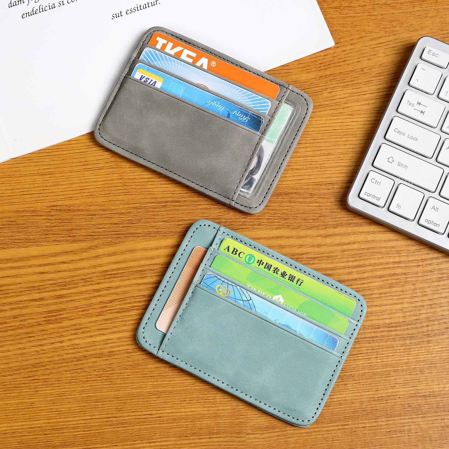 Bolsa de tarjetas de alta calidad, bolsa de tarjetas de alta calidad, bolsa de tarjetas de alta capacidad, bolsa de tarjetas de cuero de imitación de pu, delgada y compacta