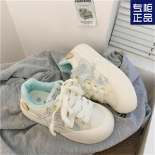 新款厚底2024春夏季面包鞋女港风原宿星星运动板鞋小众原创小白鞋