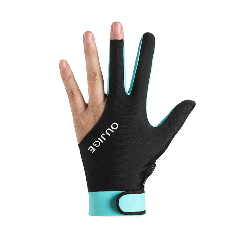 Guantes de billar con tres dedos espesados con una sola superficie de malla transpirable, absorbente de sudor, deshumidificante, antideslizante y resistente al desgaste, guantes de dedos delgados