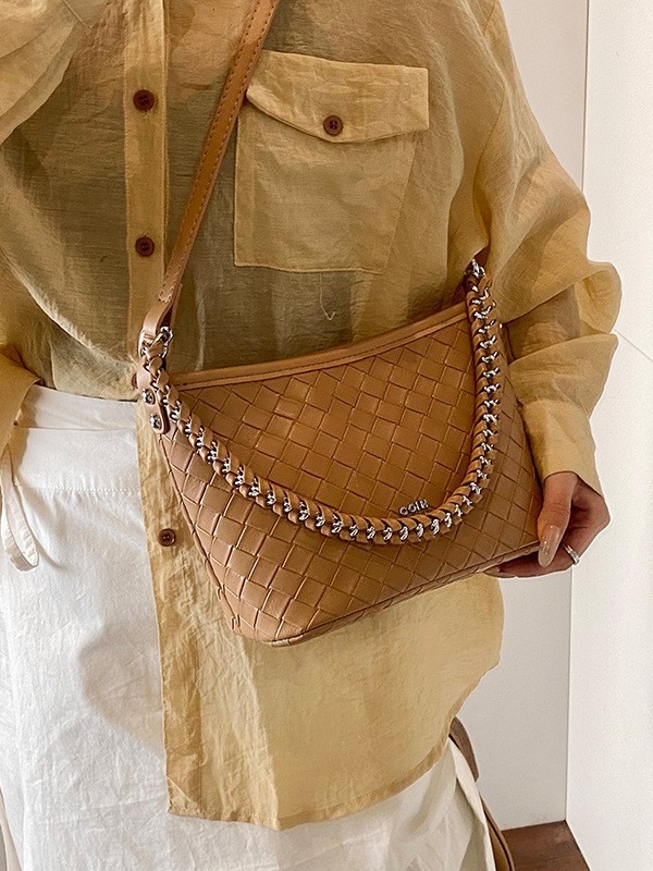 Comercio exterior transfronterizo cadena de moda tejida bolso de cubo portátil mujer 2025 nuevo estilo de alta calidad mochila de viaje