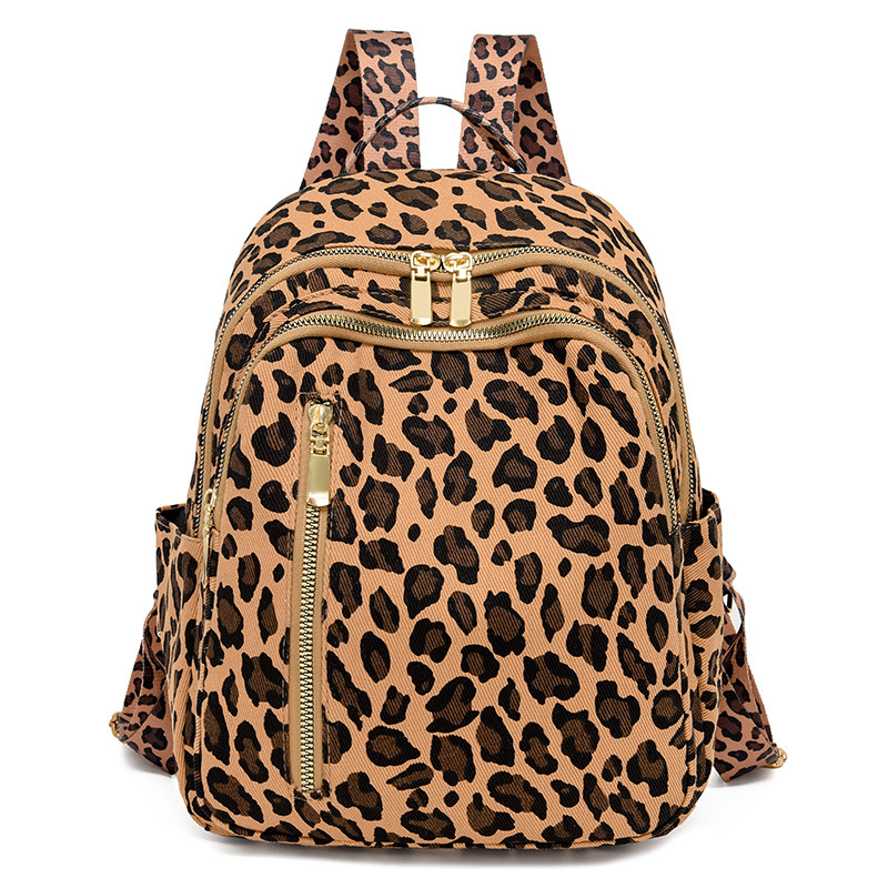 Comercio exterior al por mayor 2024 nueva moda leopardo mujer mochila casual color de contraste mochila de viaje ligera de gran capacidad