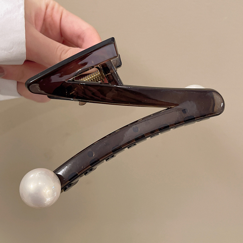 Horquilla de temperamento elegante francés, pinza de tiburón de acrílico para mujer, pinza de agarre grande, accesorios para el cabello, horquilla de sensación de alta calidad al por mayor