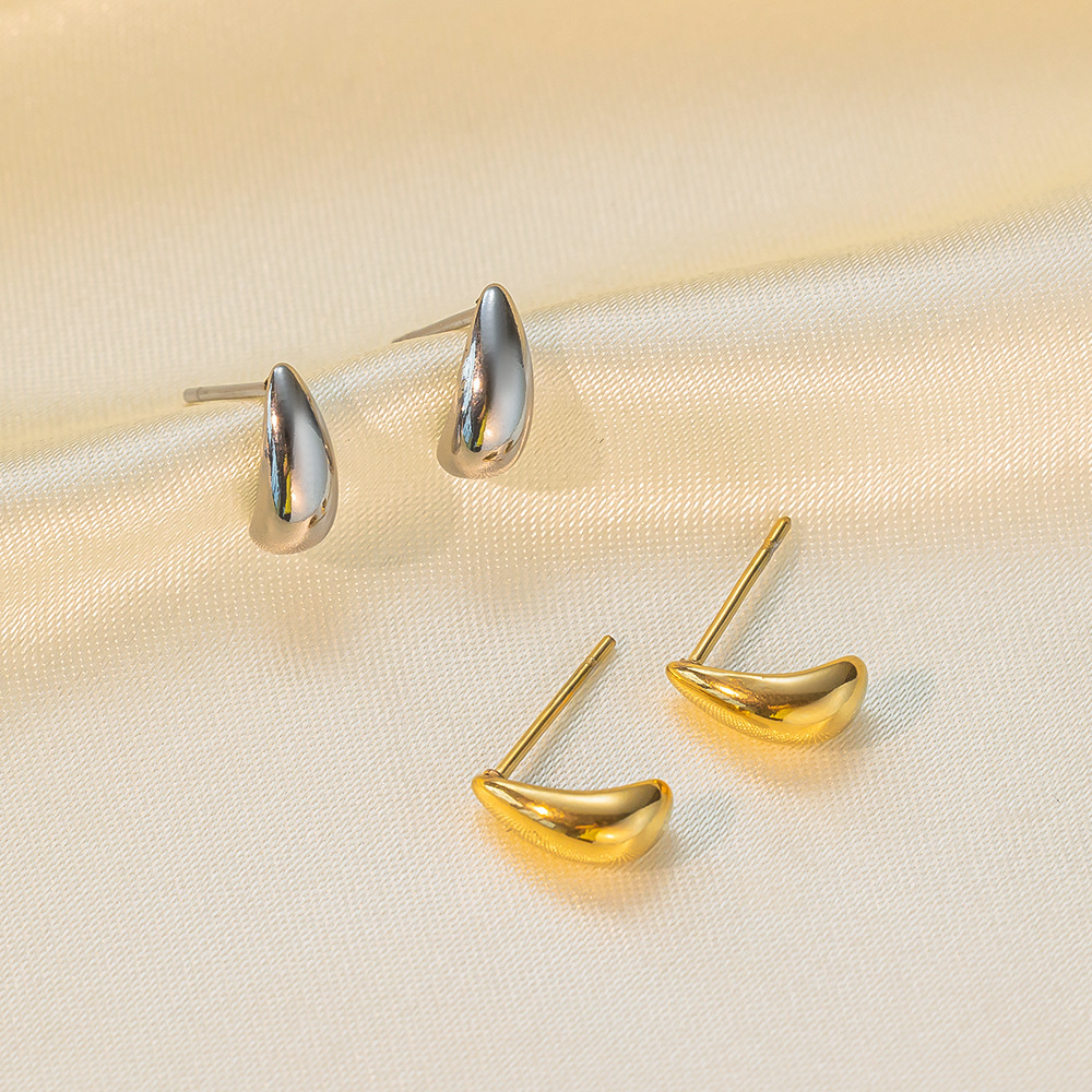 Pendientes minimalistas en forma de gota de agua, baño dorado 18K