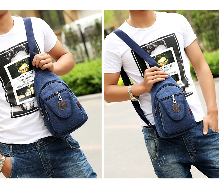 New men's chest bags, Korean-style single-shoulder bags, crossbody bags, men's and women's backpacks, Korean-style casual canvas bags, wholesale from manufacturers undefined