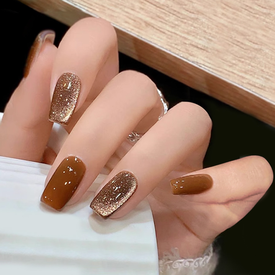 Nail Polish glue 2023 new autumn and winter popular caramel series cat eye White two colors suit nail salon special