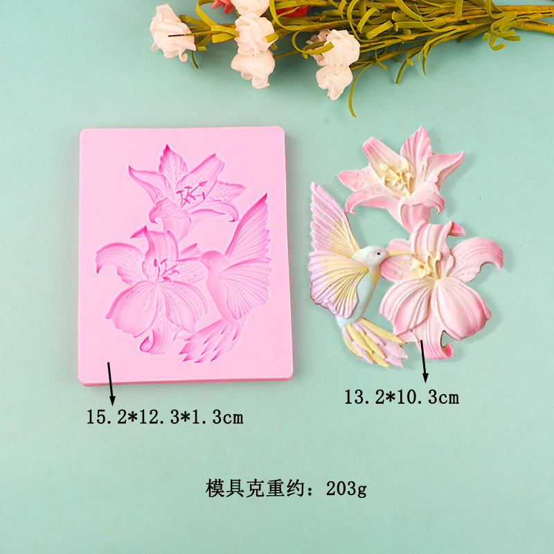 Molde de pastel de ritmo seco Lily Bird Fondant molde de silicona de chocolate molde de hornear pastel DIY