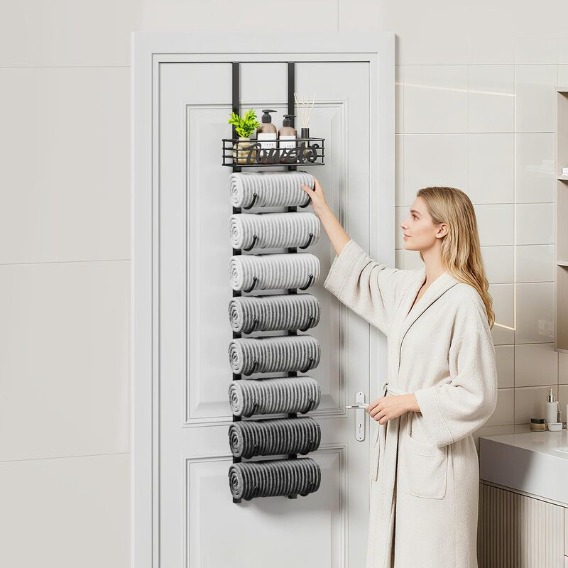 Amazon 9-Layer Towel Rack Bathroom Door Hanging Rack Iron Towel Storage Rack Wall-Mounted Door Storage Rack Amazon 9-Layer Towel Rack Bathroom Door Hanging Rack Iron Towel Storage Rack Wall-Mounted Door Storage Rack
