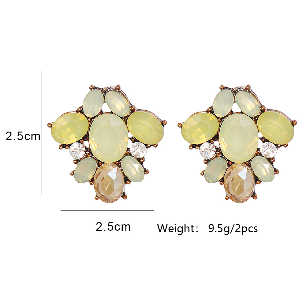 50951 Jujia Ornament New Inlaid Ear Studs European and American Personalized Female Fresh Earrings Factory CrossBorder Direct Salespicture1