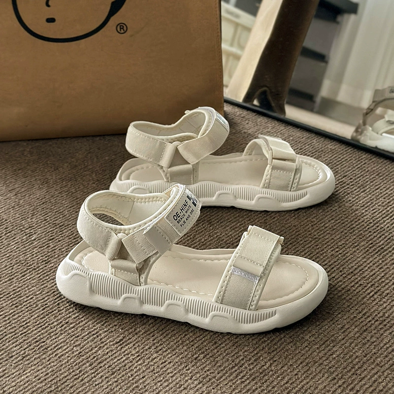 Женские спортивные сандалии для путешествий 2024, новые летние универсальные сандалии на липучке с мягкой нескользящей подошвой, римские пляжные туфли