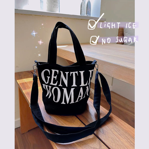 Trendy brand letter mini crossbody bag  new portable lunch box bag Korean style design canvas storage mobile phone bag