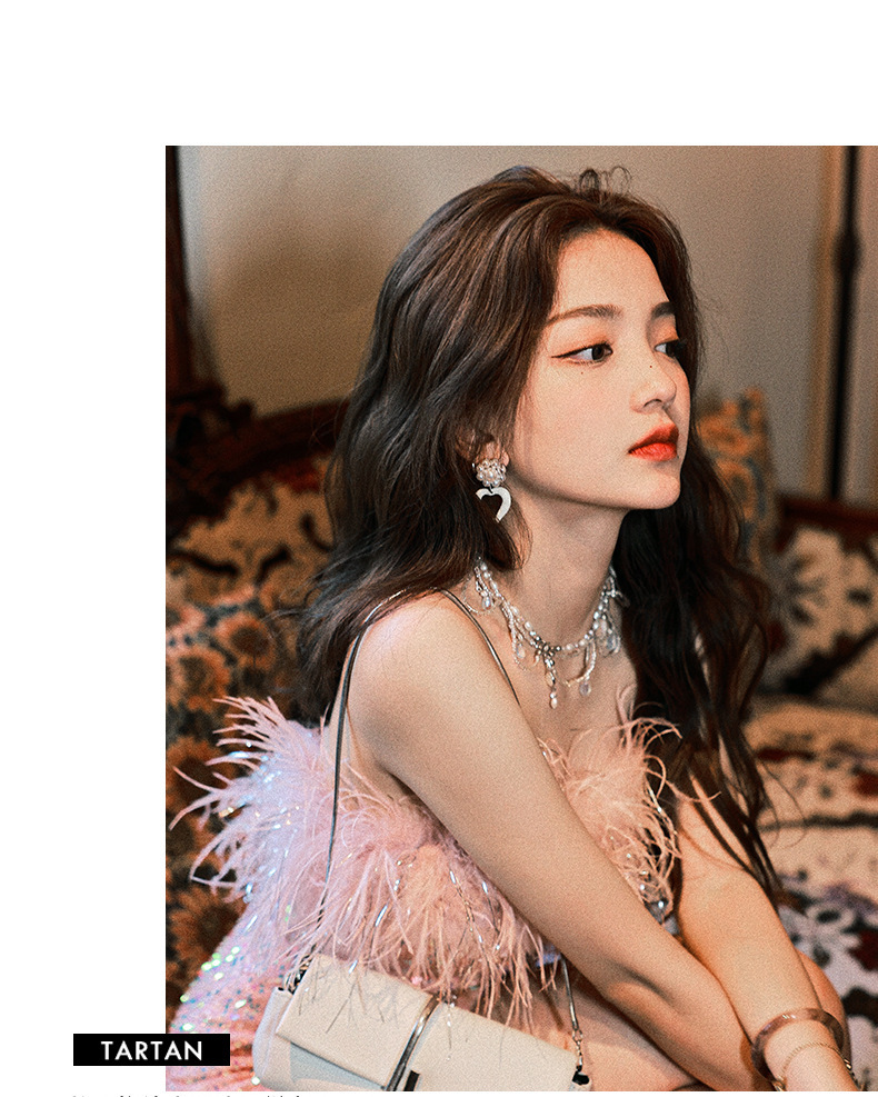Đầm dạ hội nữ phong cách Pháp, thiết kế ôm eo đuôi cá, hở vai, đính kim cương — Màu như hình chi tiết 11