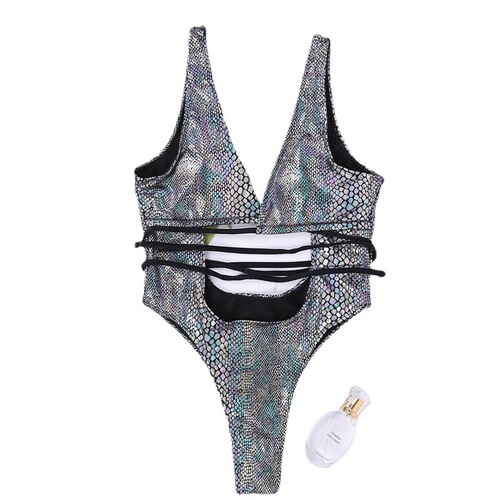 European and American one-piece swimsuit female sexy sleeveless European and American lace-up swimwear foreign trade bikini wholesale