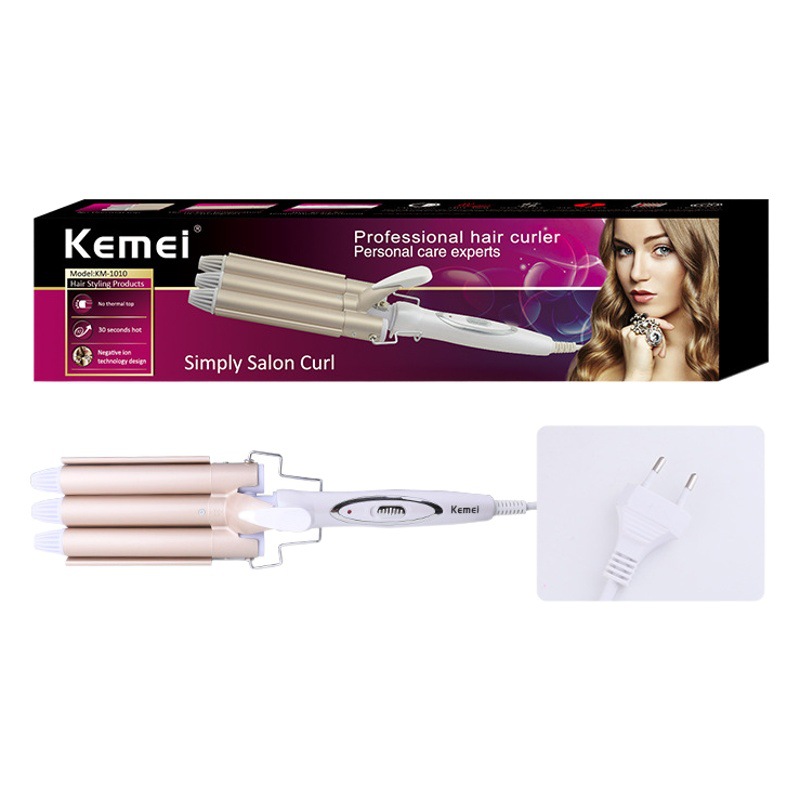 Kemei rizador de KM-1010 KEMEI rollo de torta al por mayor tres palos rollo de huevo cabeza rizador rollo de huevo palo image 1