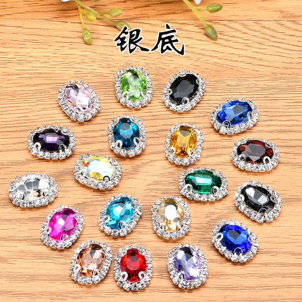 Oval claw diamond crystal buckle glass diamond diamond diamond…