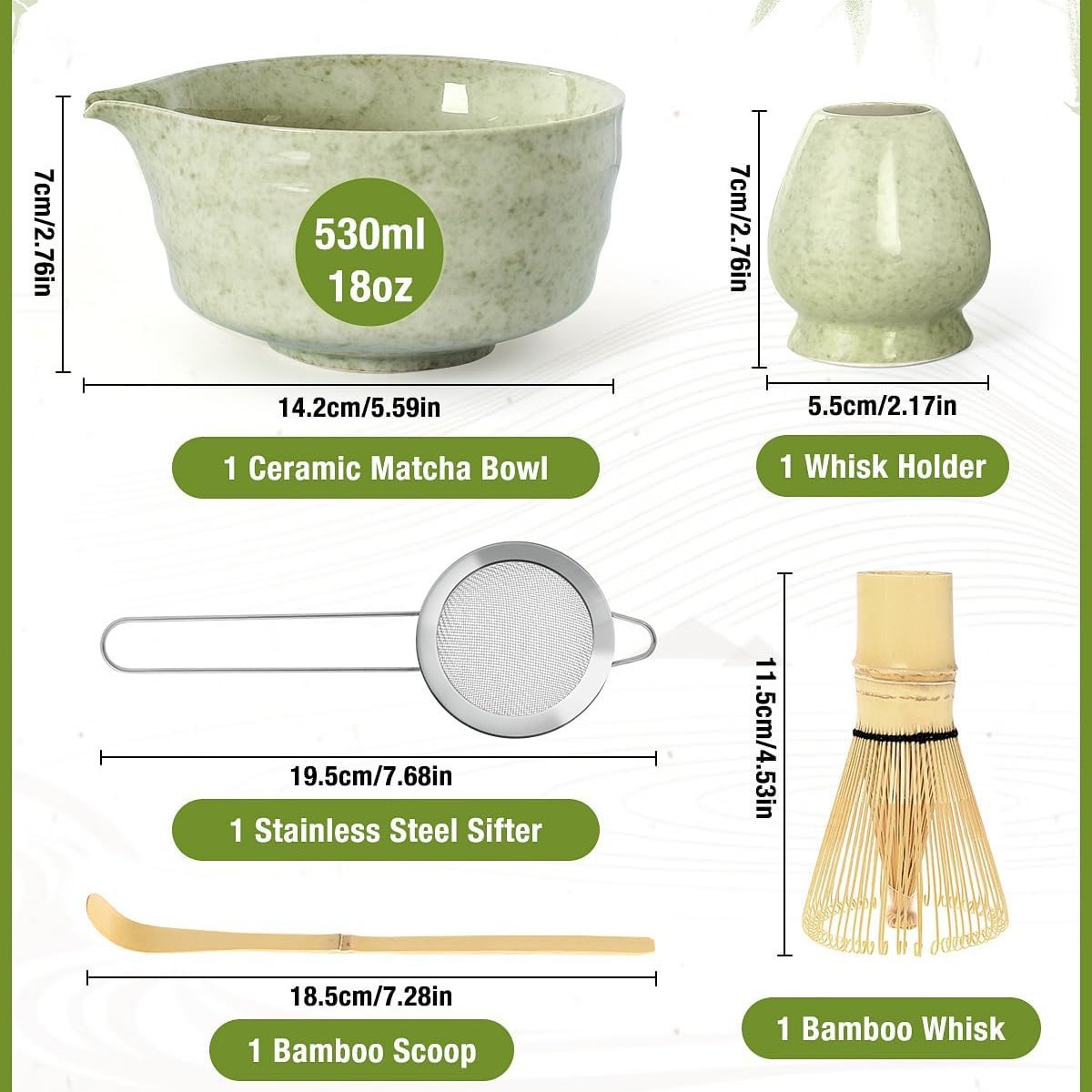 Conjunto de herramientas de matcha de cerámica transfronteriza con cuenco de boca, herramientas de orden de té, cuenco de matcha japonés con conjunto de paneles de té