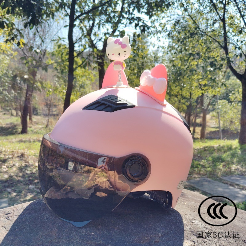 핑크 + 짧은 자외선 차단 렌즈 + KTM + 핑크색과 흰색 리본 귀