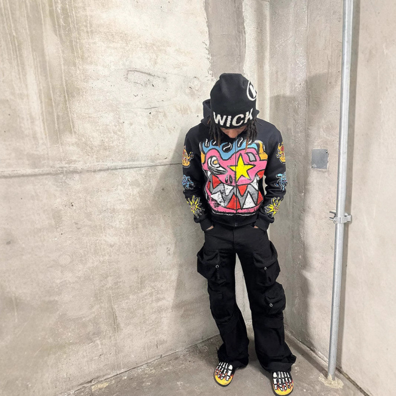 Men's Clothing European And American Trendy Brand Sweatshirt 3D Digital Printing Y2K Retro Unisex Loose Hoodie Sweatshirt_viptrois.com
