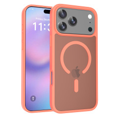 Apple 17ProMax シルバーシールド大穴肌感触磁気携帯電話ケース iPhone17Pro 落下防止保護カバーに適しています。