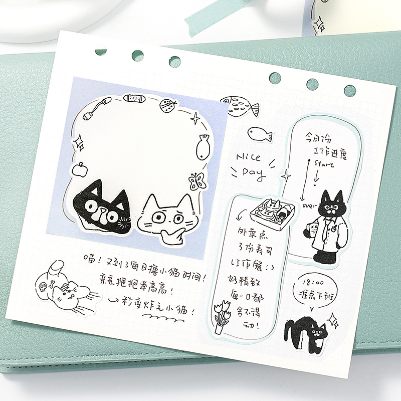 NOTE FOR Notepad MEOW Home Series Korean Cute Line Memo List Punch Message