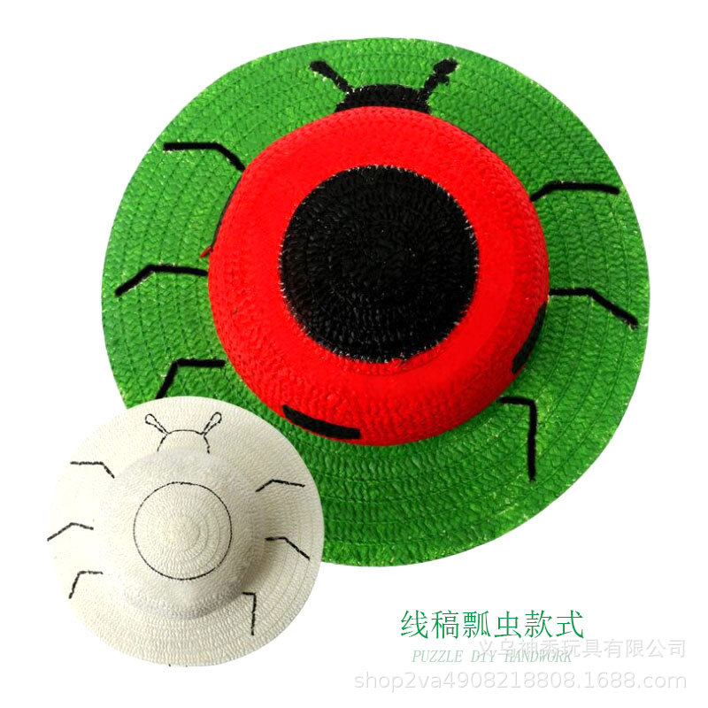 Pintura sombrero de paja sombrero tejido línea proyecto paja sombrero graffiti color pintado a mano adulto hecho a mano DIY creativo material decorativo