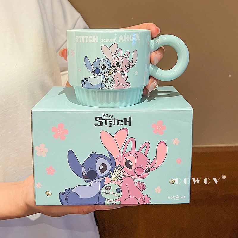 La nueva taza de regalo de cumpleaños apilada de cerámica Stitch, taza de agua, taza de alto valor para niñas, recuerdo para el hogar