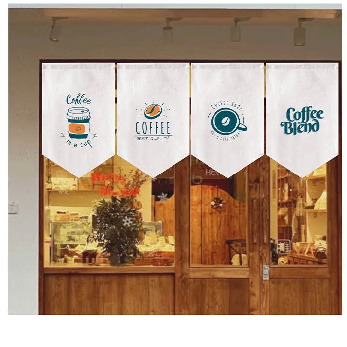 Coffee Shop Triangular Flag Door Decoration Curtain Commercial Kitchen Partition Curtain Cashier Bar Blocking Door Curtain Hanging Curtain