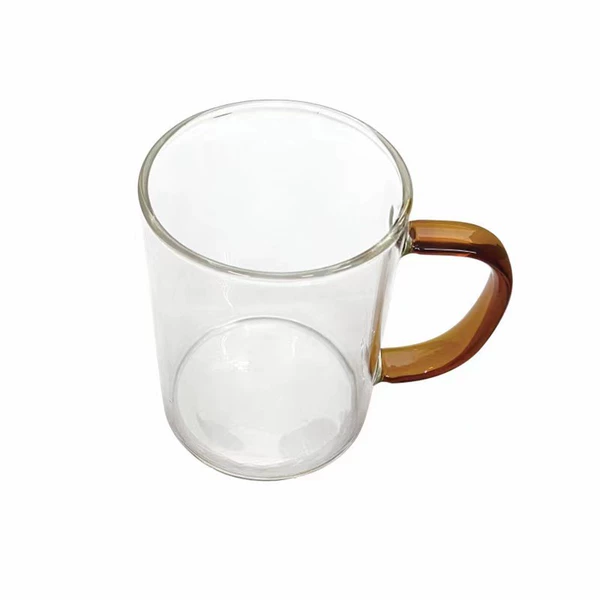 Orange handle glass cup