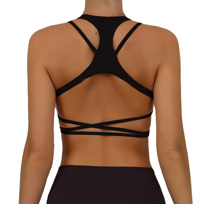 Bra de fitness transfronterizo barra con almohadilla de pecho desnuda yoga de belleza de espalda alta elástica chaqueta de secado rápido