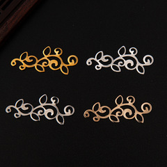 古風飾品配件diy手工中式團扇鑲邊材料39mm鏤空長枝條鐵花片批發