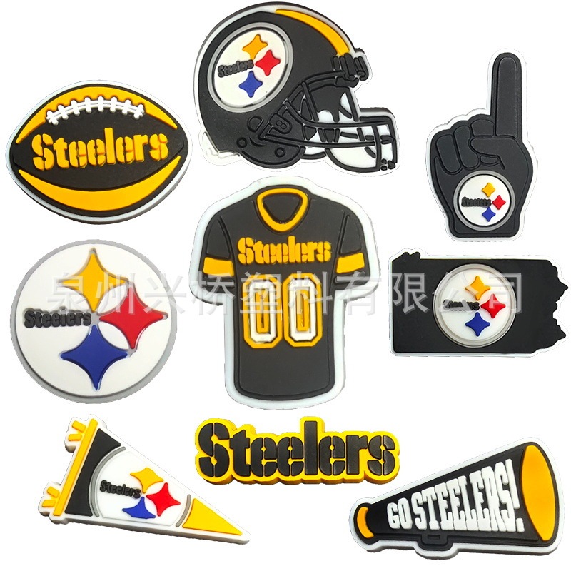 Factory Direct Sales Nfl Pittsburgh Steelers Croc Hole Shoes Shoe Buckle Pvc Shoe Accessories DIY Jewelry Factory Direct Sales Nfl Pittsburgh Steelers Croc Hole Shoes Shoe Buckle Pvc Shoe Accessories DIY Jewelry