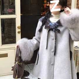 韩系新款秋冬呢子大衣感气质格子毛呢外套女图片色有吊牌有领标