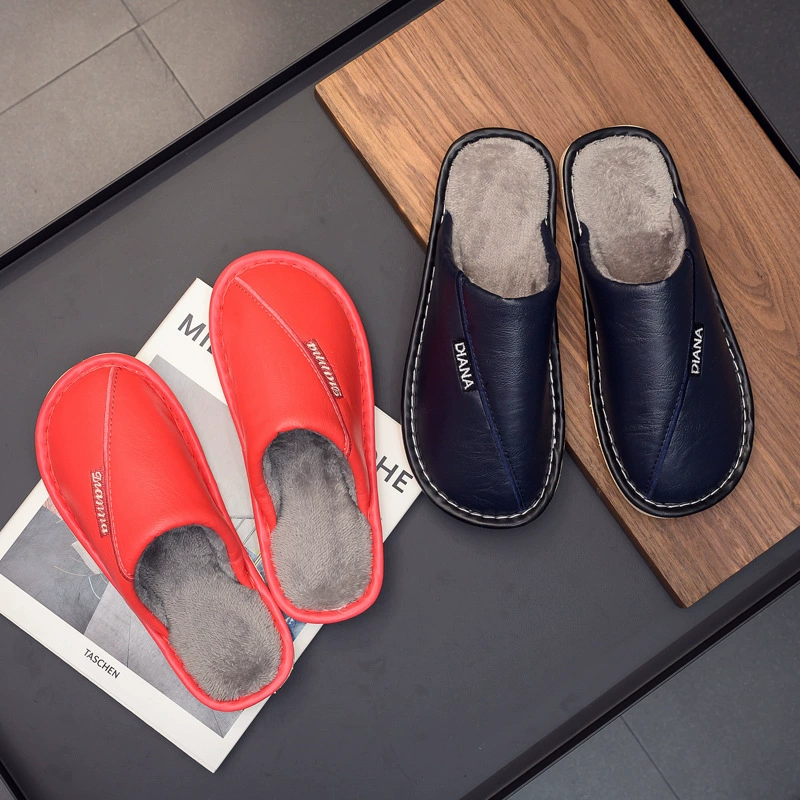 Водонепроницаемые тапочки из ворса для домашней пары, Нескользящие теплые толстые тапочки с флисовой подкладкой, месячные хлопковые тапочки, поколение волос