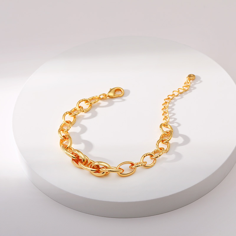 Retro Oval Solid Color Copper Bracelets