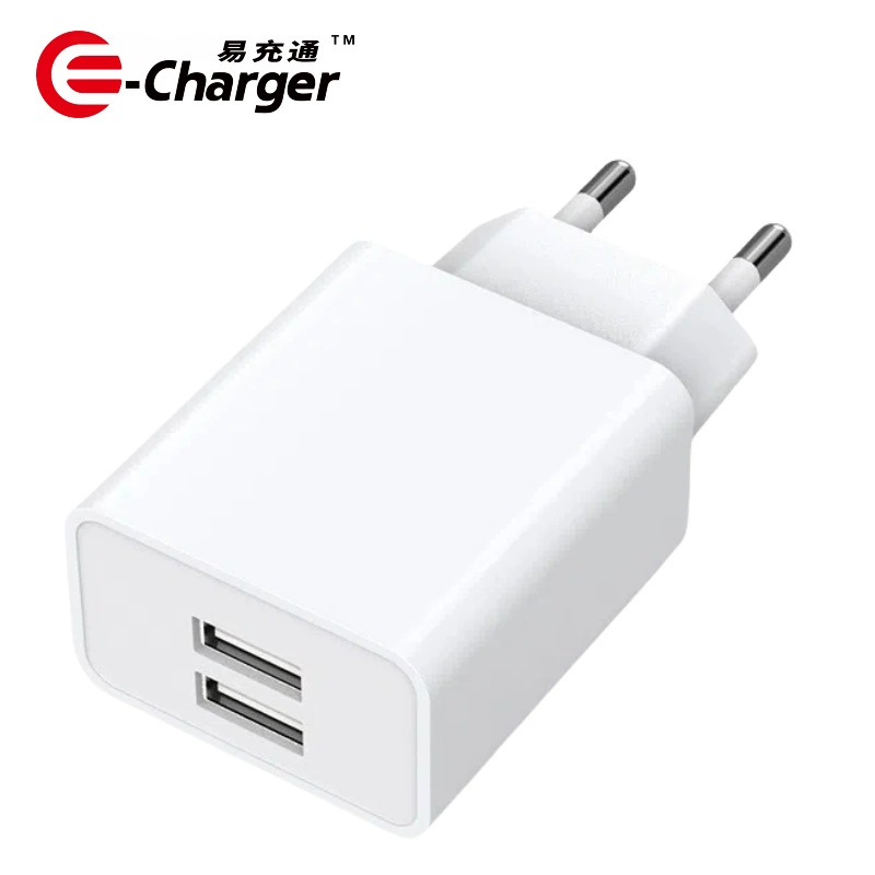 Зарядное устройство с двумя USB портами, выход 5В 2,4А, сетевой адаптер ЕС/США регуляции, черный или белый