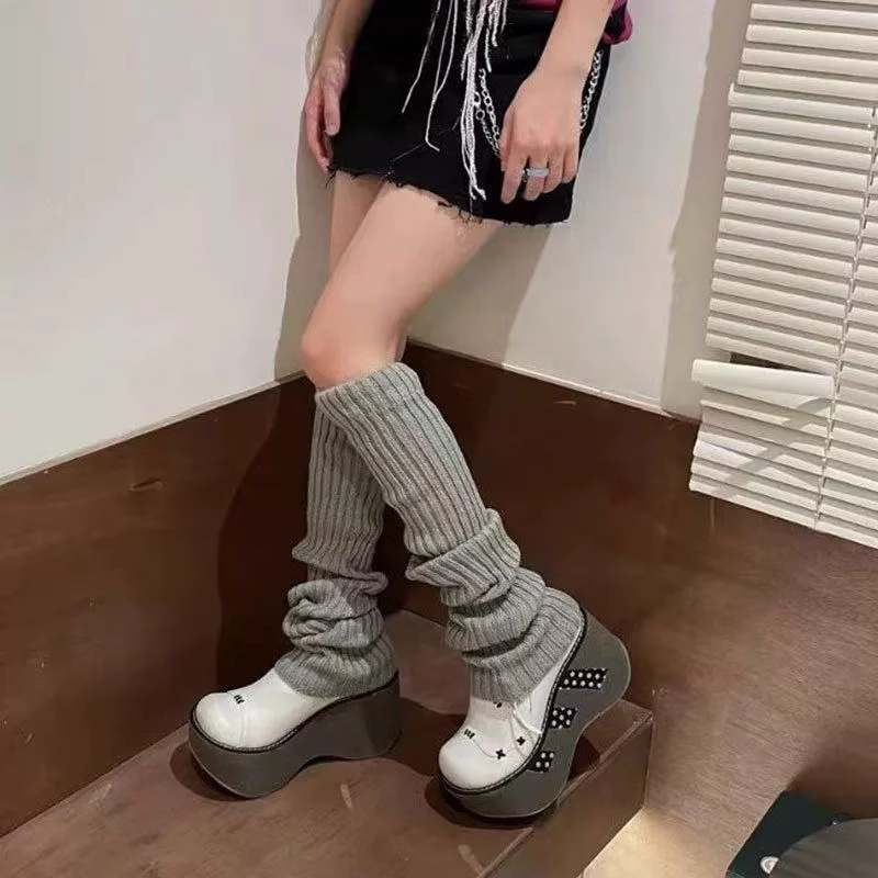 跨境Lolita洛丽塔毛线针织长筒袜圣诞节毛球麻花过膝袜堆堆地板袜|undefined