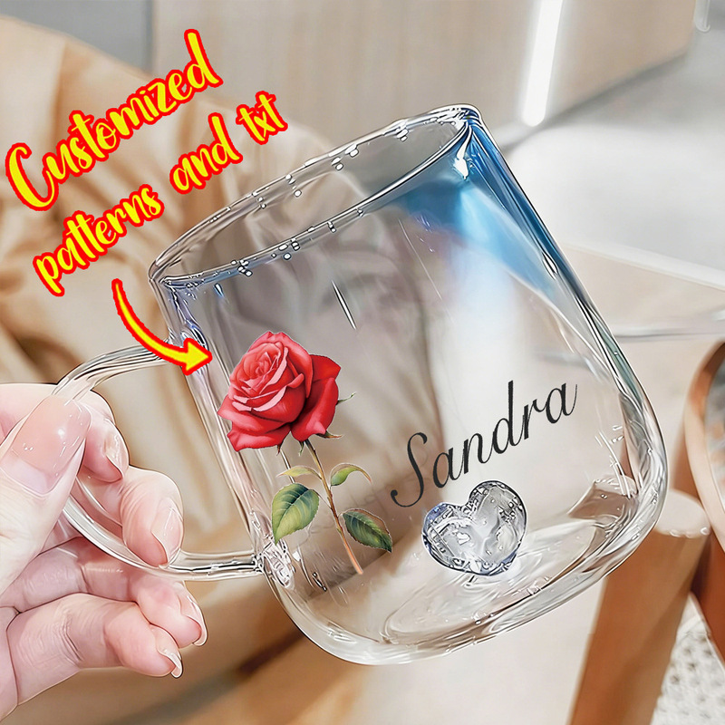 Cross-Border Personalized Gradient Color Glass Water Cup Custom Creative Mother's Day Birthday Bouquet Color-Printed Glass Cup Cross-Border Personalized Gradient Color Glass Water Cup Custom Creative Mother's Day Birthday Bouquet Color-Printed Glass Cup