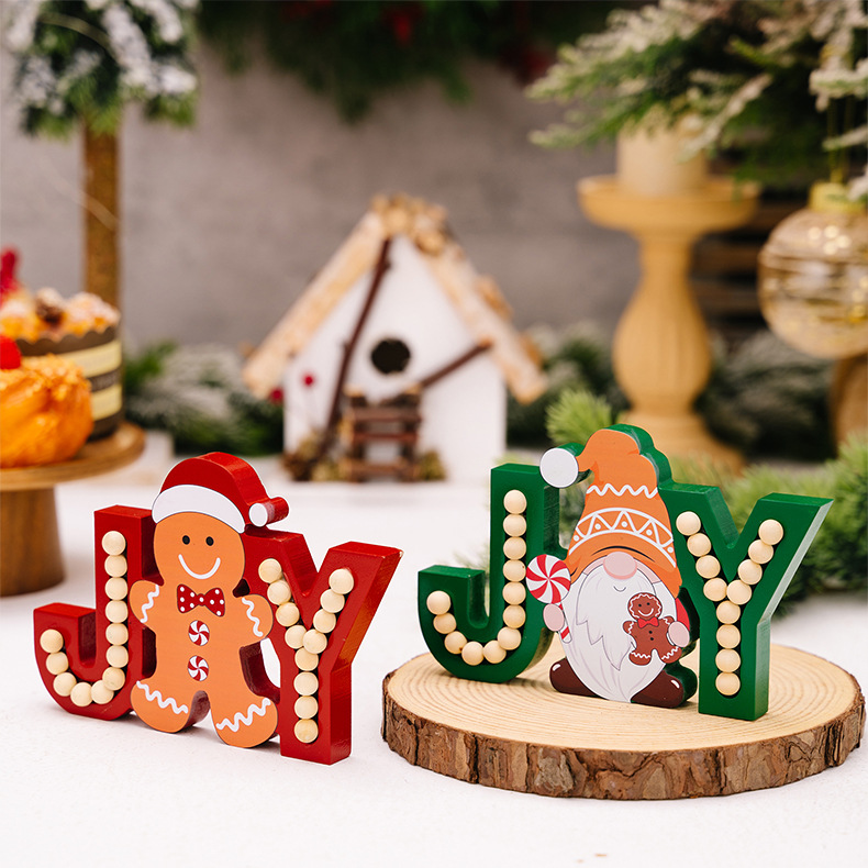 156g Weight Ornaments Home Textiles & Decor Type Ornaments Event & Party Supplies 1 Piece Quantity Party, Festival Occasion Wood Material Christmas Festival Gingerbread, Doll, Letter Pattern Cute Style Christmas Cute Gingerbread Doll Letter Wood Party Festival Ornaments 7