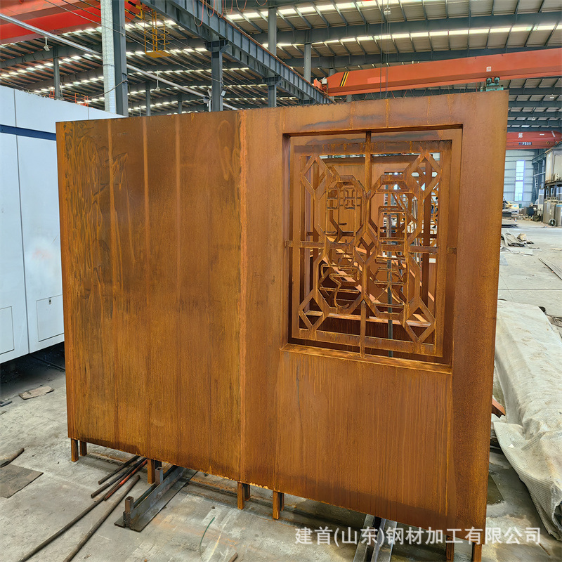 供应户外铁锈色耐候钢板幕墙实体加工做锈批发铁锈景观生锈药水