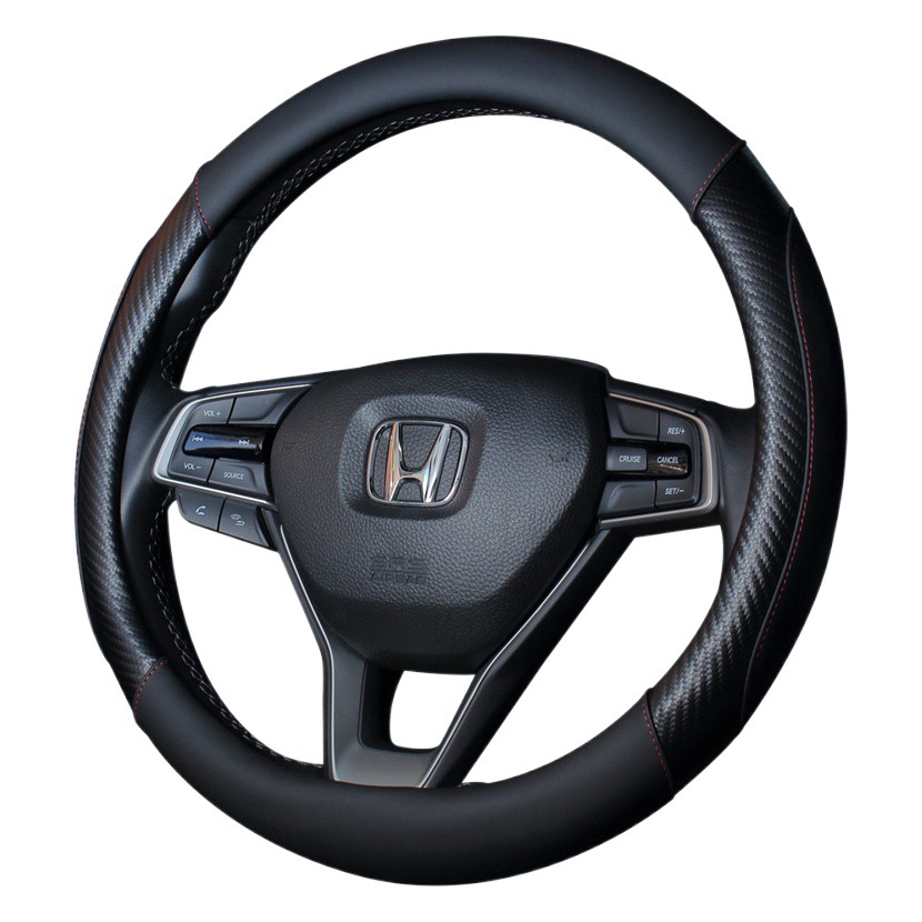 Car steering wheel cover four seasons universal leather handle cover carbon fiber pattern protective cover non-slip car interior supplies for men and women